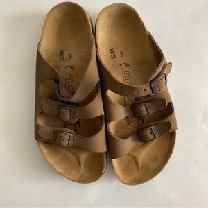 Basic Newark by Birkenstock 3 Strap Flat Sandal Brown